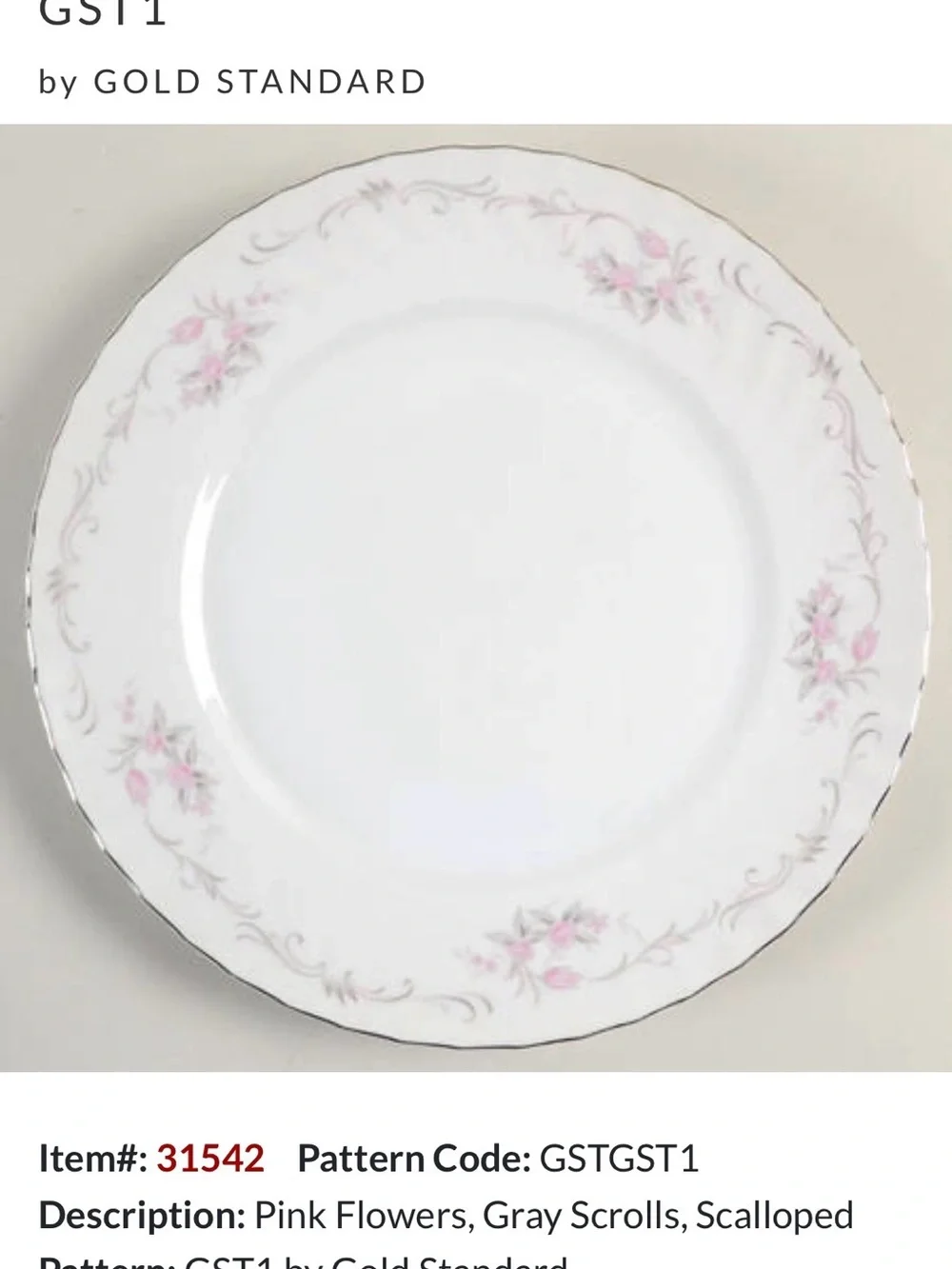 Vintage Gold Standard GST1 Scalloped Dinner Plate
